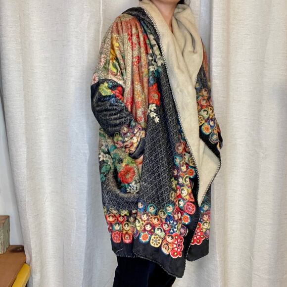 Johnny Was Pete & Greta Matryoshka Sherpa Jacket Small O/S Russian Nesting Dolls - Picture 3 of 14